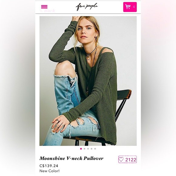 FREE PEOPLE Moonshine V-Neck Pullover - Picture 3 of 4